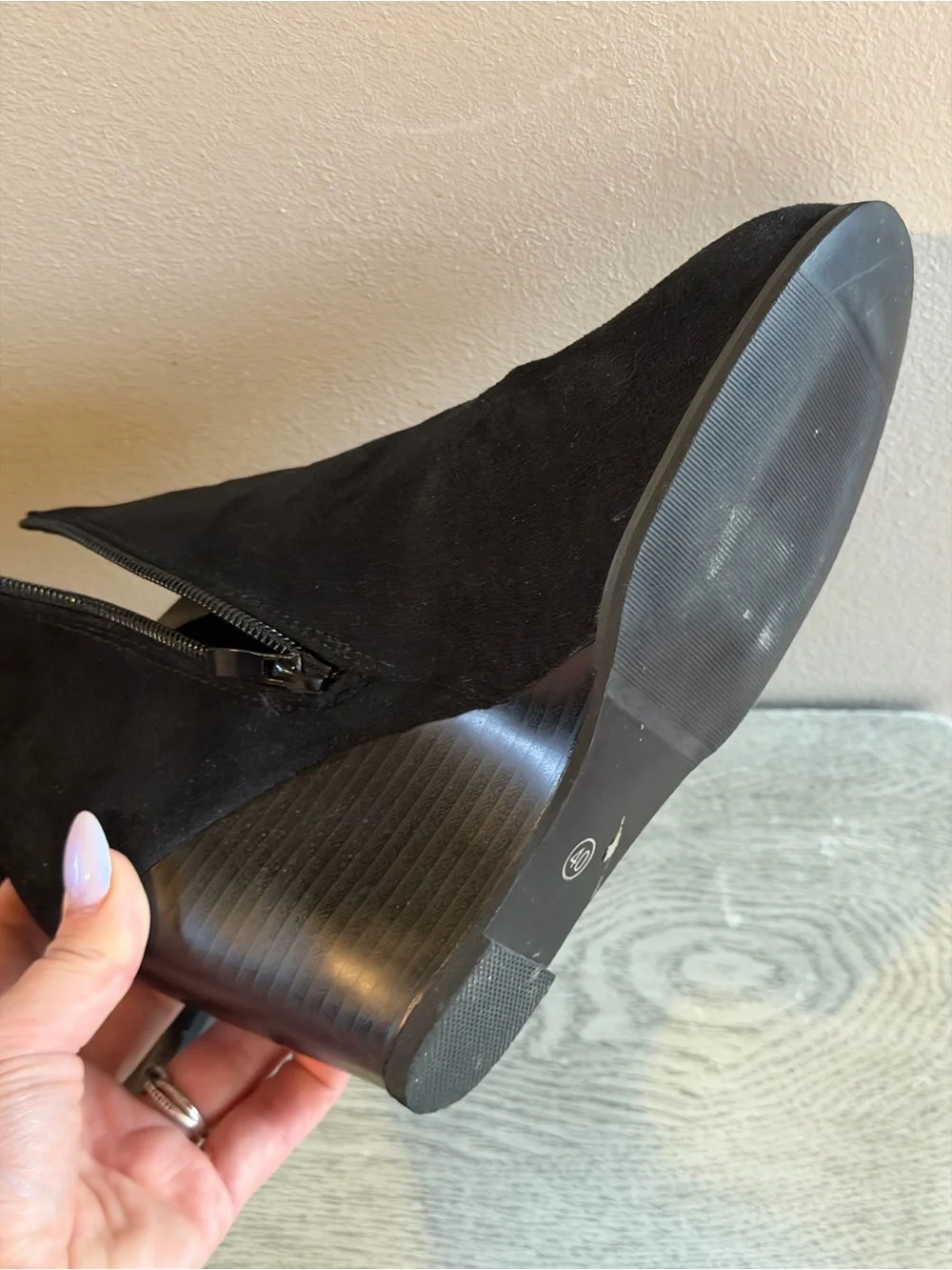 Black Suede Wedge Ankle Bootie - Women's
